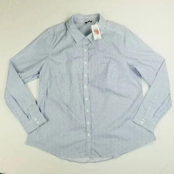Torrid Plus Size 1 Blue White Striped Pocket Shirt - Picture 5 of 9